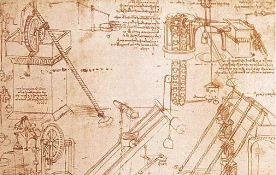达芬奇人体及机械手稿